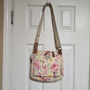 FOSSIL Shoulder Bag Womens Multicolor Floral Canvas Adjustable‎ Strap Zipper